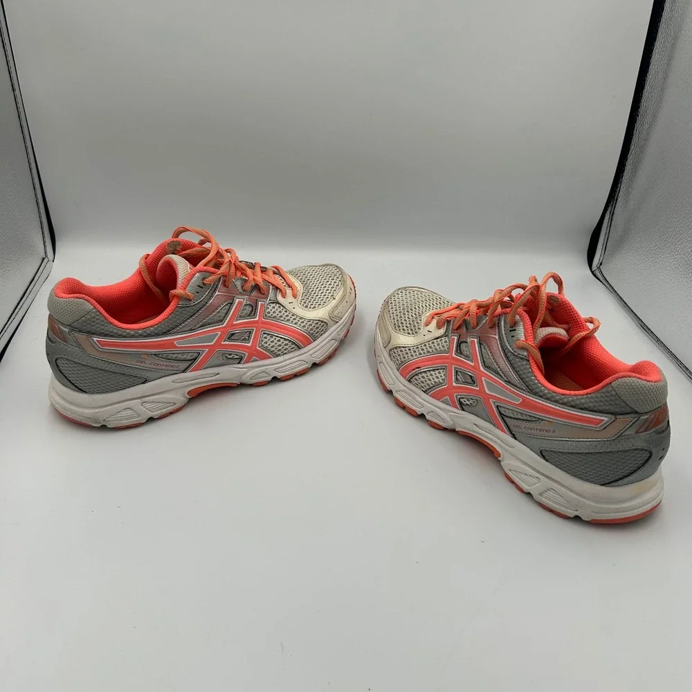 ASICS Gel-Contend 2 Running Shoes Womens 9 Grey White Coral T474N Sneakers